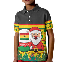 Ghana Christmas Kid Polo Shirt with Santa Ornament National Coat of Arms and Festive - Wonder Print Shop