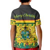 Ghana Christmas Kid Polo Shirt with Santa Ornament National Coat of Arms and Festive - Wonder Print Shop