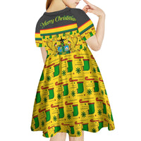 Ghana Christmas Kid Short Sleeve Dress with Santa Ornament National Coat of Arms and Festive - Wonder Print Shop