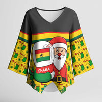 Ghana Christmas Kimono Sleeve Blouse with Santa Ornament National Coat of Arms and Festive - Wonder Print Shop