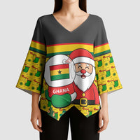 Ghana Christmas Kimono Sleeve Blouse with Santa Ornament National Coat of Arms and Festive - Wonder Print Shop