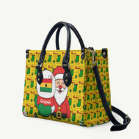 Ghana Christmas Leather Bag with Santa Ornament National Coat of Arms and Festive - Wonder Print Shop