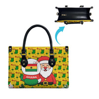 Ghana Christmas Leather Bag with Santa Ornament National Coat of Arms and Festive - Wonder Print Shop