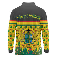 Ghana Christmas Long Sleeve Polo Shirt with Santa Ornament National Coat of Arms and Festive - Wonder Print Shop
