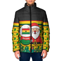 Ghana Christmas Padded Jacket with Santa Ornament National Coat of Arms and Festive - Wonder Print Shop