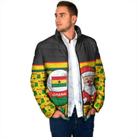 Ghana Christmas Padded Jacket with Santa Ornament National Coat of Arms and Festive - Wonder Print Shop
