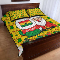 Ghana Christmas Quilt Bed Set with Santa Ornament National Coat of Arms and Festive - Wonder Print Shop