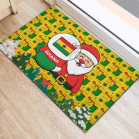 Ghana Christmas Rubber Doormat with Santa Ornament National Coat of Arms and Festive - Wonder Print Shop