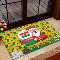 Ghana Christmas Rubber Doormat with Santa Ornament National Coat of Arms and Festive - Wonder Print Shop