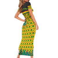 Ghana Christmas Short Sleeve Bodycon Dress with Santa Ornament National Coat of Arms and Festive - Wonder Print Shop