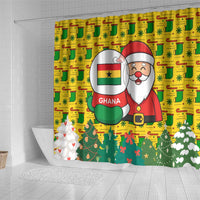 Ghana Christmas Shower Curtain with Santa Ornament National Coat of Arms and Festive - Wonder Print Shop