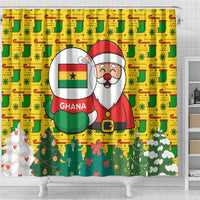 Ghana Christmas Shower Curtain with Santa Ornament National Coat of Arms and Festive - Wonder Print Shop