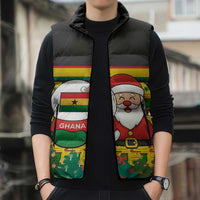 Ghana Christmas Sleeveless Puffer Jacket with Santa Ornament National Coat of Arms and Festive - Wonder Print Shop