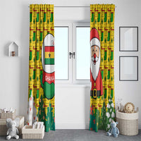 Ghana Christmas Window Curtain with Santa Ornament National Coat of Arms and Festive - Wonder Print Shop