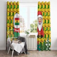 Ghana Christmas Window Curtain with Santa Ornament National Coat of Arms and Festive - Wonder Print Shop