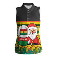 Ghana Christmas Women Sleeveless Polo Shirt with Santa Ornament National Coat of Arms and Festive - Wonder Print Shop