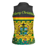 Ghana Christmas Women Sleeveless Polo Shirt with Santa Ornament National Coat of Arms and Festive - Wonder Print Shop