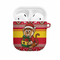 Ghana Christmas AirPods Case with Monkey Holding Gift Ghana Map and Festive - Wonder Print Shop