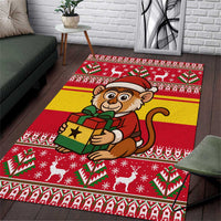 Ghana Christmas Area Rug with Monkey Holding Gift Ghana Map and Festive - Wonder Print Shop