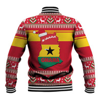 Ghana Christmas Baseball Jacket with Monkey Holding Gift Ghana Map and Festive - Wonder Print Shop