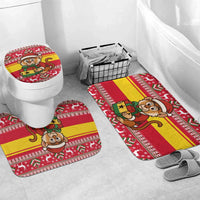 Ghana Christmas Bathroom Set with Monkey Holding Gift Ghana Map and Festive - Wonder Print Shop