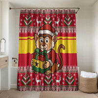 Ghana Christmas Bathroom Set with Monkey Holding Gift Ghana Map and Festive - Wonder Print Shop
