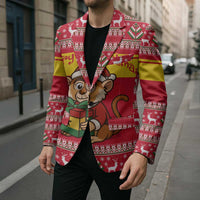 Ghana Christmas Blazer with Monkey Holding Gift Ghana Map and Festive - Wonder Print Shop