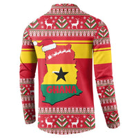 Ghana Christmas Button Sweatshirt with Monkey Holding Gift Ghana Map and Festive - Wonder Print Shop