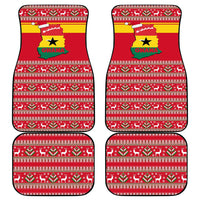 Ghana Christmas Car Mats with Monkey Holding Gift Ghana Map and Festive - Wonder Print Shop