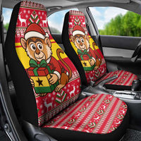 Ghana Christmas Car Seat Cover with Monkey Holding Gift Ghana Map and Festive - Wonder Print Shop