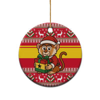 Ghana Christmas Ceramic Ornament with Monkey Holding Gift Ghana Map and Festive - Wonder Print Shop