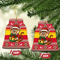 Ghana Christmas Ceramic Ornament with Monkey Holding Gift Ghana Map and Festive - Wonder Print Shop