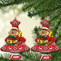 Ghana Christmas Ceramic Ornament with Monkey Holding Gift Ghana Map and Festive - Wonder Print Shop