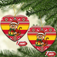 Ghana Christmas Ceramic Ornament with Monkey Holding Gift Ghana Map and Festive - Wonder Print Shop