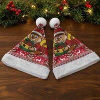 Ghana Christmas Santa Hat with Monkey Holding Gift Ghana Map and Festive - Wonder Print Shop
