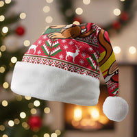 Ghana Christmas Santa Hat with Monkey Holding Gift Ghana Map and Festive - Wonder Print Shop