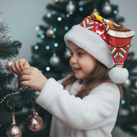 Ghana Christmas Santa Hat with Monkey Holding Gift Ghana Map and Festive - Wonder Print Shop