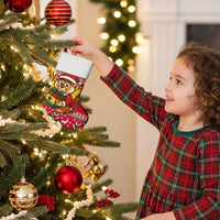 Ghana Christmas Stocking with Monkey Holding Gift Ghana Map and Festive - Wonder Print Shop