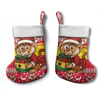 Ghana Christmas Stocking with Monkey Holding Gift Ghana Map and Festive - Wonder Print Shop