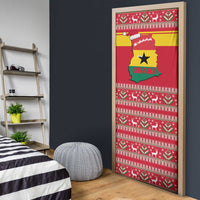 Ghana Christmas Door Cover with Monkey Holding Gift Ghana Map and Festive - Wonder Print Shop