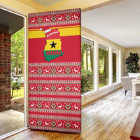 Ghana Christmas Door Cover with Monkey Holding Gift Ghana Map and Festive - Wonder Print Shop