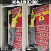 Ghana Christmas Door Cover with Monkey Holding Gift Ghana Map and Festive - Wonder Print Shop