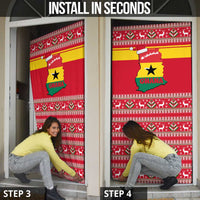 Ghana Christmas Door Cover with Monkey Holding Gift Ghana Map and Festive - Wonder Print Shop