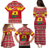 Ghana Christmas Family Matching Puletasi and Hawaiian Shirt with Monkey Holding Gift Ghana Map and Festive - Wonder Print Shop