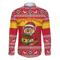Ghana Christmas Family Matching Puletasi and Hawaiian Shirt with Monkey Holding Gift Ghana Map and Festive - Wonder Print Shop