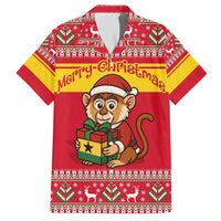 Ghana Christmas Hawaiian Shirt with Monkey Holding Gift Ghana Map and Festive - Wonder Print Shop