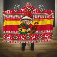 Ghana Christmas Hooded Blanket with Monkey Holding Gift Ghana Map and Festive - Wonder Print Shop