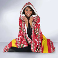 Ghana Christmas Hooded Blanket with Monkey Holding Gift Ghana Map and Festive - Wonder Print Shop