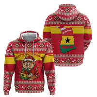 Ghana Christmas Hoodie with Monkey Holding Gift Ghana Map and Festive - Wonder Print Shop
