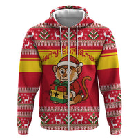 Ghana Christmas Hoodie with Monkey Holding Gift Ghana Map and Festive - Wonder Print Shop